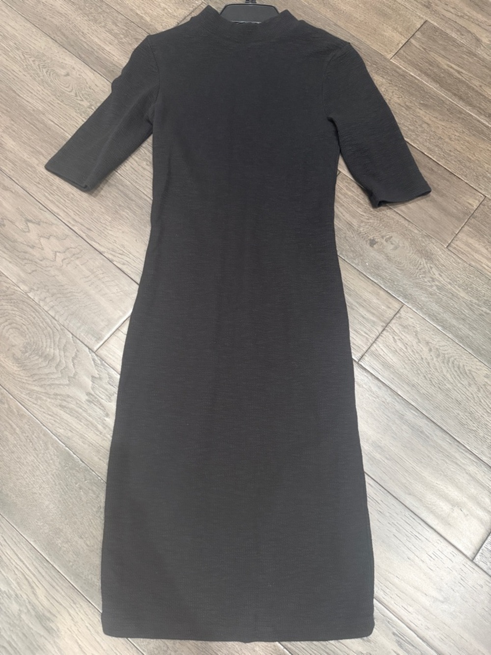 Zara Classic Black Ribbed like Midi Dress - Sleek Everyday Style with high neck